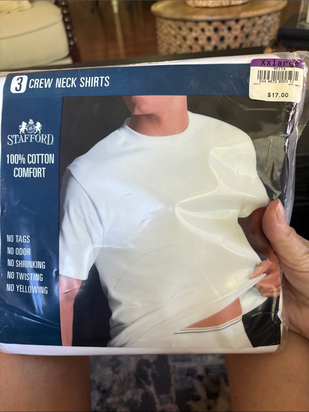 Stafford White Crew Neck Short Sleeve T-Shirt - Men